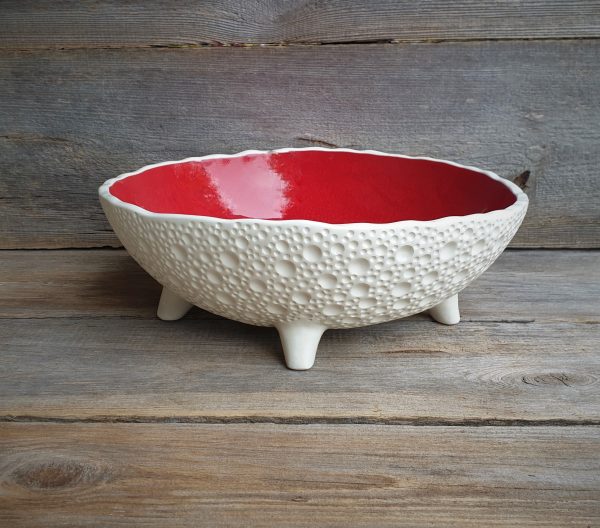 Vaisinė „Taškuota Raudonu Vidumi”, Ø30 cm Keramikiniai indai