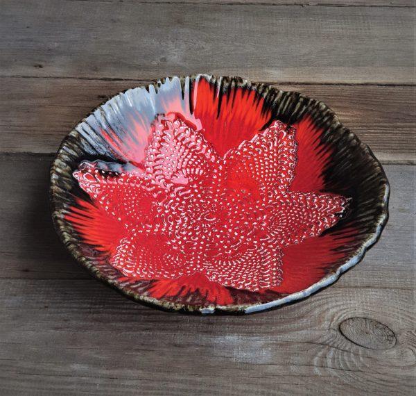 Vaisinė „Raudona Močiutės Servetėlė”, Ø30 cm Keramikiniai indai